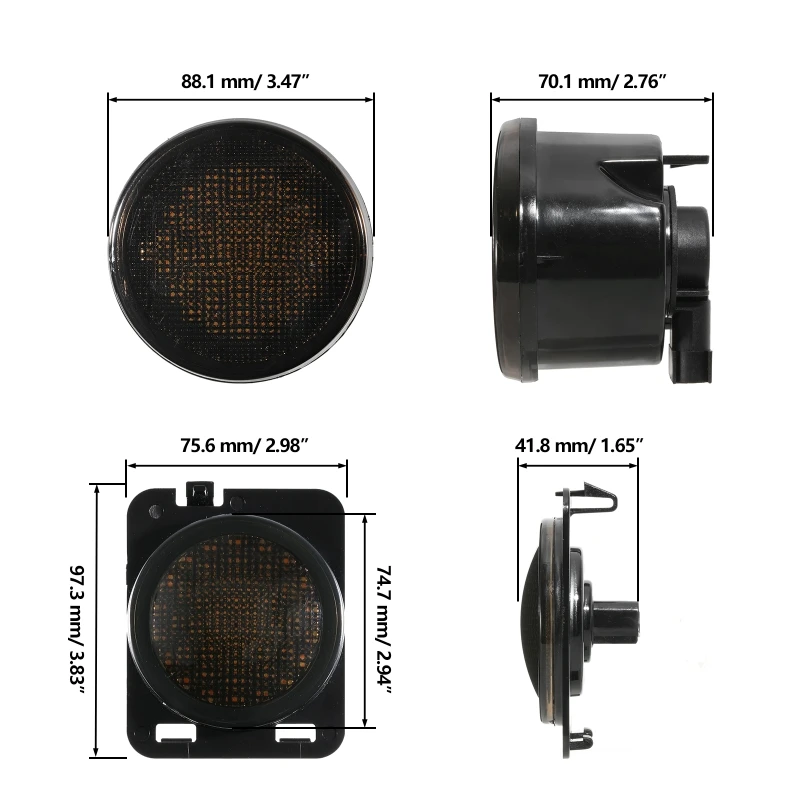 OZ-LAMPE LED Blinker Seitenblinker für Jeep Wrangler JK 2007-2015, Blinker mit Canbus Fehlerfrei,Schwarz