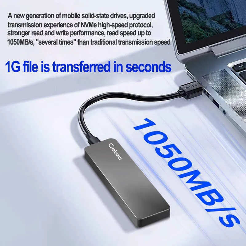 게이밍 윈도우 10용 Getea 128GB 256GB SSD 모바일 솔리드 스테이트 드라이브 타입-C3.1 USB3.2 Gen2 NVME 외장 하드 드라이브 SATA