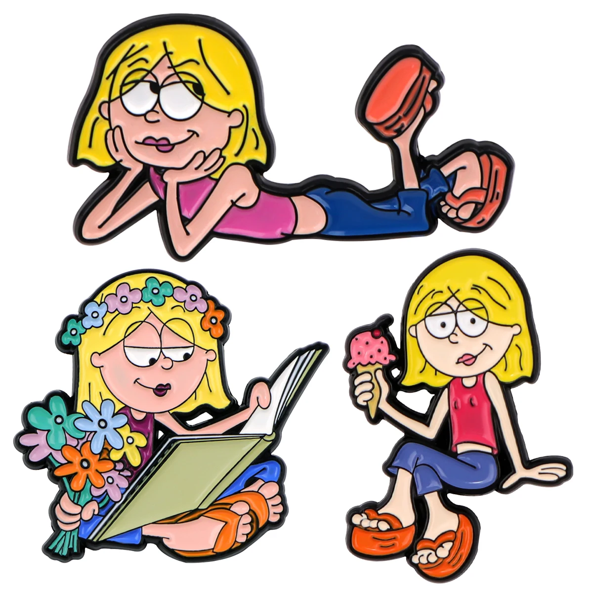 Kawaii Mädchen Emaille Pin Niedliche Cartoon Charakter Brosche Pines Anstecknadeln Comedy TV Inspiration Abzeichen Kleidung Accessoires Schmuck – Detail 6