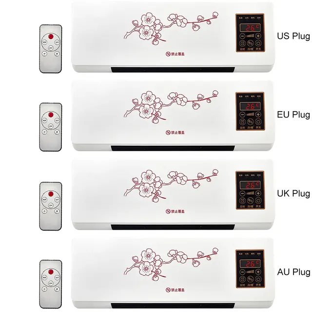 Mini Cold Air Conditioner 1800W Remote Control Wall Mounted Heater Touch Screen Electric Home Heater Cooling Heating Second Gear 5