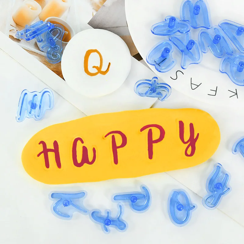 

1set Letter Number Blue Plastic Candy Chocolate Chip Cookie Printing Mould DIY Fondant Cake Decorating Baking Embossing ToolS