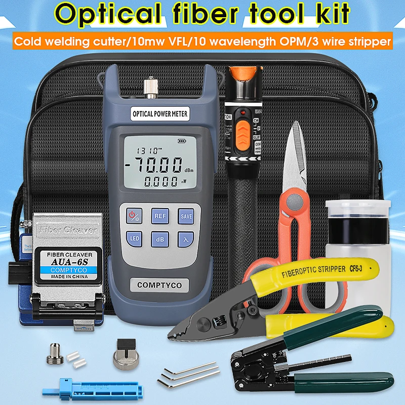 

FTTH Fiber Optic Tool Kit with Fiber Fibra Optica Power Meter and 10mW Visual Fault Locator AUA-6S AUA-G710A FTTH tool