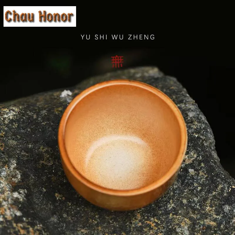 160ml Dunhuang Apsaras Drum Large Teacup Antique Soda Glaze Master Cup Zen Cultural Pu'er Tea Bowl Coffee Mugs Kung Fu Tea Set