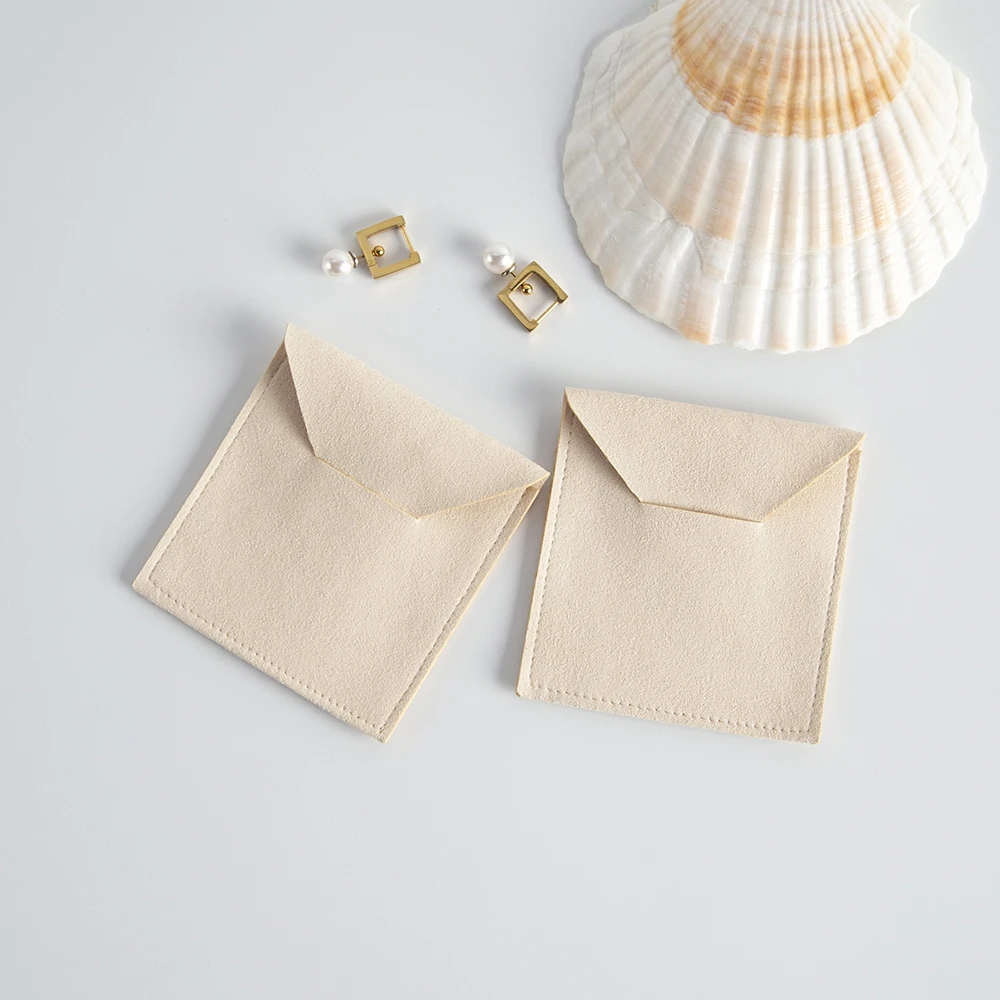 100-Pack Microfiber Jewelry Packaging Gift No Logo Bags Envelope Velvet Jewellery Wholesale Pouch for Necklace Ring Gift Pouch