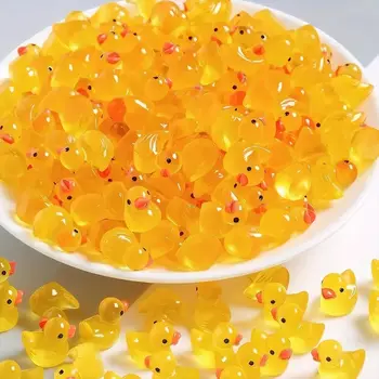 100/200 Pcs Luminous Mini Duck Tiny Resin Duck Little Duck Figurines Bulk for Dollhouse Ornament Micro Garden DIY Crafts Decor 1