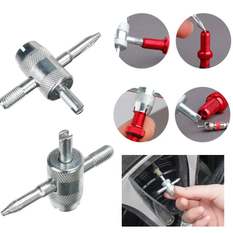 Four-in-One Tyre Valve Core Wrench and Screwdriver Tool