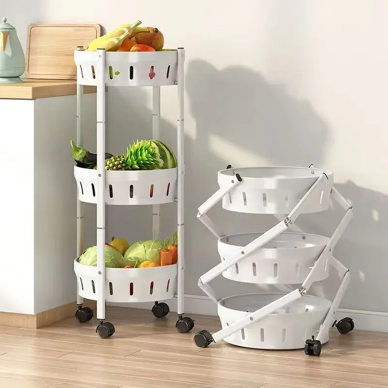 

New Type Of Storage Rack With Rotating Storage Movable And Foldable Storage Rack With Wheels Floor Standing Household All-In-One