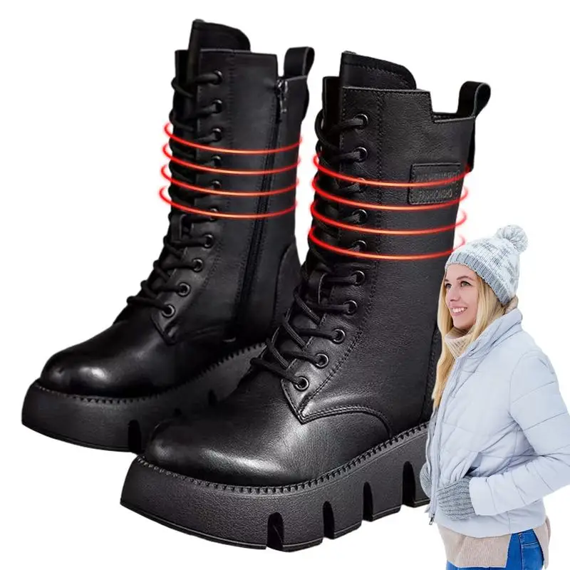 

Combat Boots For Women Lace-up Combat Boots With Side Zips Thickened Warm Plush And Soft Motorcycle Boot Gift For Girlfriend