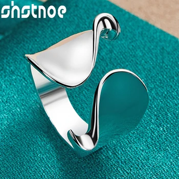Nuovo anello aperto irregolare lucido in argento sterling 925 per le donne uomo fedi nuziali gioielli astratti accessori di fascino di moda