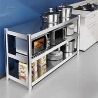 Floor Multi-layer Kitchen Cabinets Stainless Steel Kitchen Operation Workbench Household Stove Storage Shelf Kitchen Furniture M 2