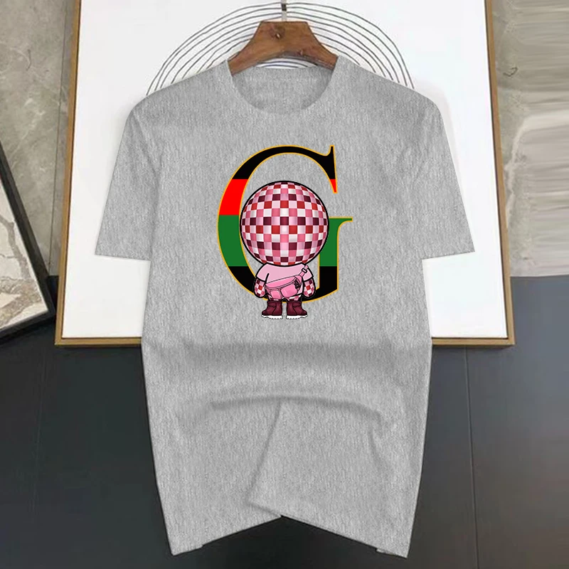 Herr t-shirt i bomull med g-bokstav tryck sommar topp casual_voghion.com