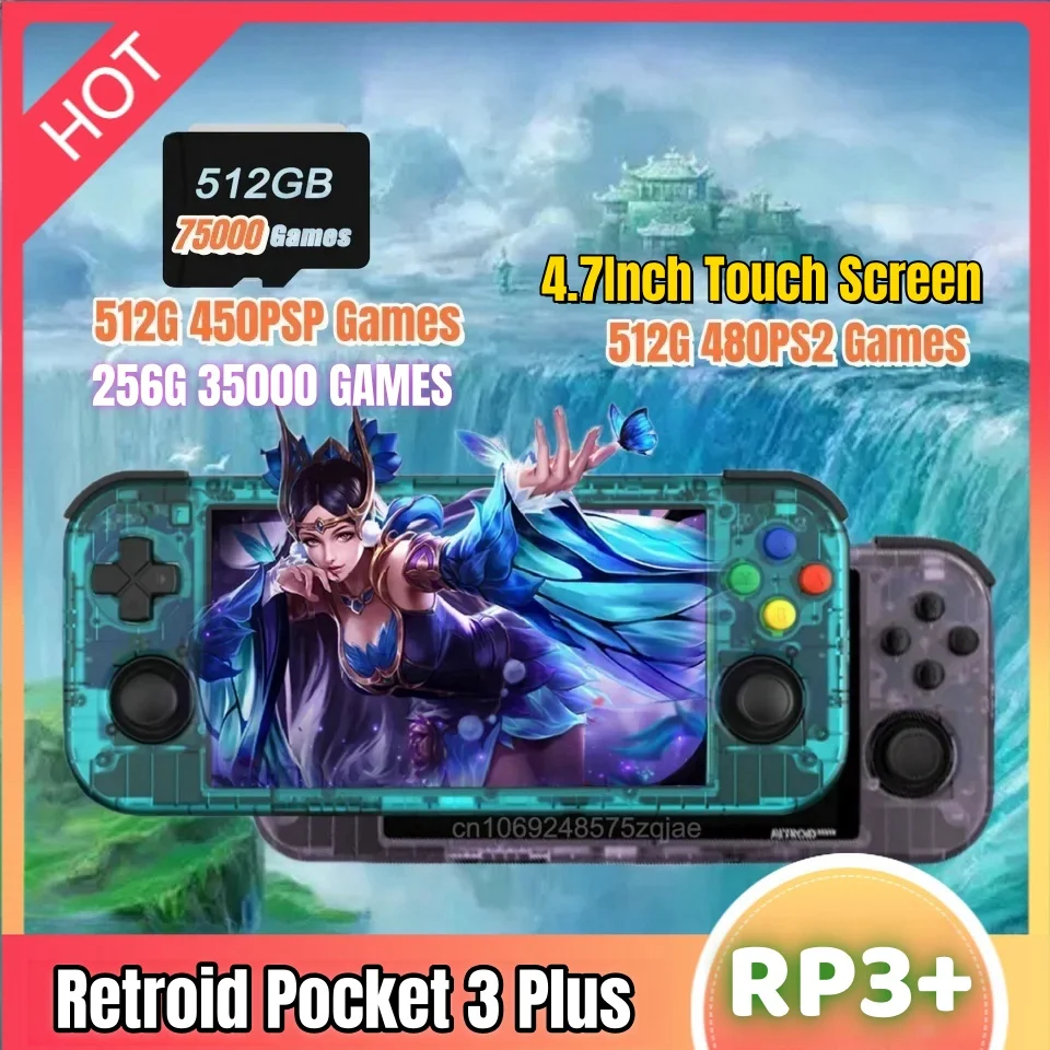 

Retroid Pocket 3 Plus PS2 Retro Handheld Game 4.7 Inch 4G+128GB Android 11 HDMI T618 RP3+ Gameboy Pocket 512G 450 PSP GAMES 3DS