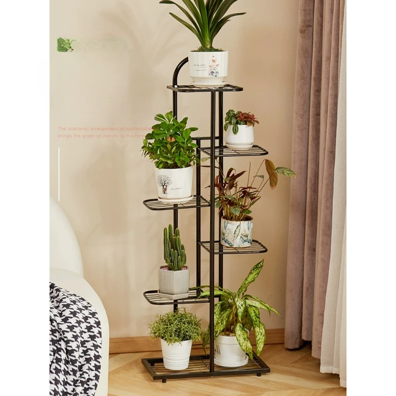 Living Room Floor Standing Storage Rack Balcony Flower Pot Succulent Iron Art Indoor Space Saving Strong Load-bearing Capacity