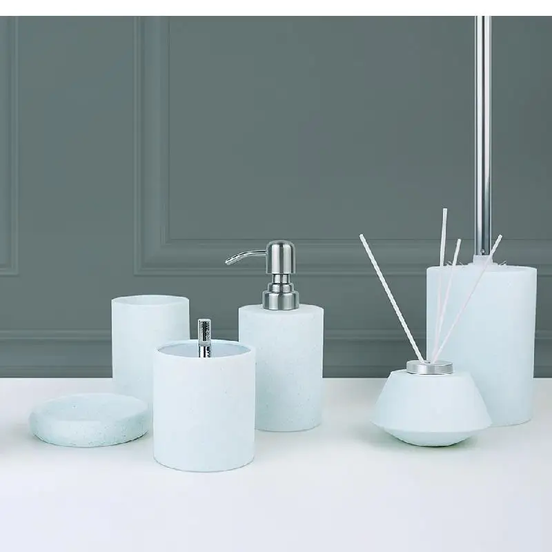 

Nordic Four-piece Suit Solid Color Resin Bathroom Accessories Set Gargle Cup Liquid Soap Dispenser Soap Dish Toothbrush Holder