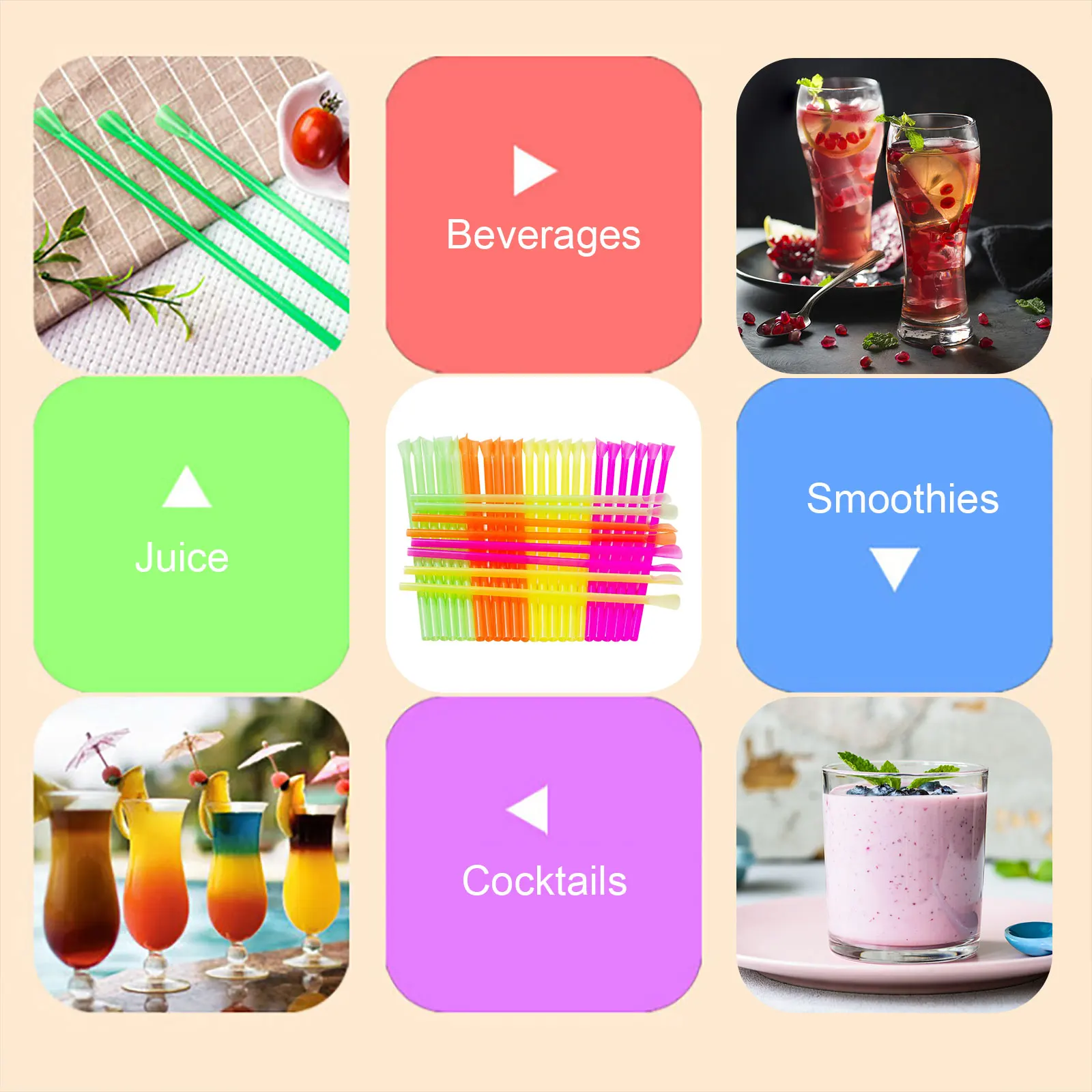 2K Pcs Plastic Drinking Straw Spoon Milkshakes Party Supplies Bar and Pub Slush Straw Birthday Celebration