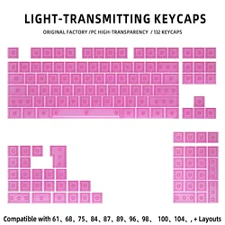 Vibrant Multicolor Cherry Profile Transparent Keycaps Set (Pink - Unprinted)
