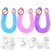 Realistic Dildo U Shape Soft Jelly Dildos Double Big Penis Lesbian Vaginal Anal Sex Toys Flexible Penis for Women Masturbators 1