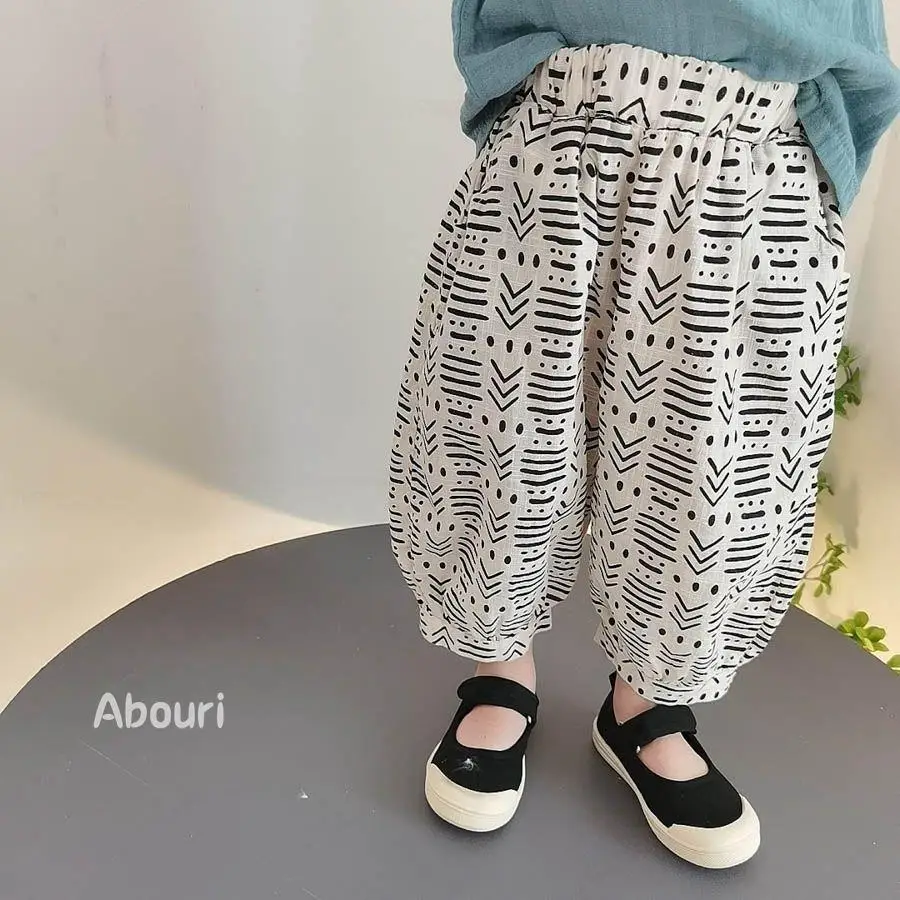 어린이용 루즈 캐주얼 랜턴 바지, 어린이 의류, 소년 소녀, 8 포인트 모기 퇴치 바지, 여름