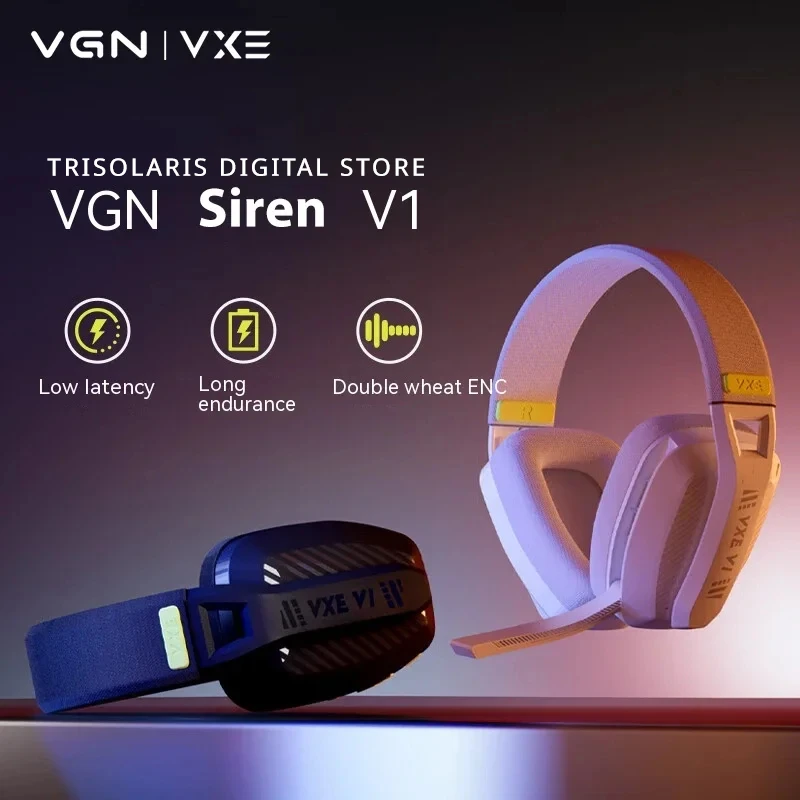 VGN VXE siréna V1 sluchátka s nízko latence, lehoučké dual-mode Bluetooth 5.3 bezdrátový 2.4g fps esport herní sluchátka