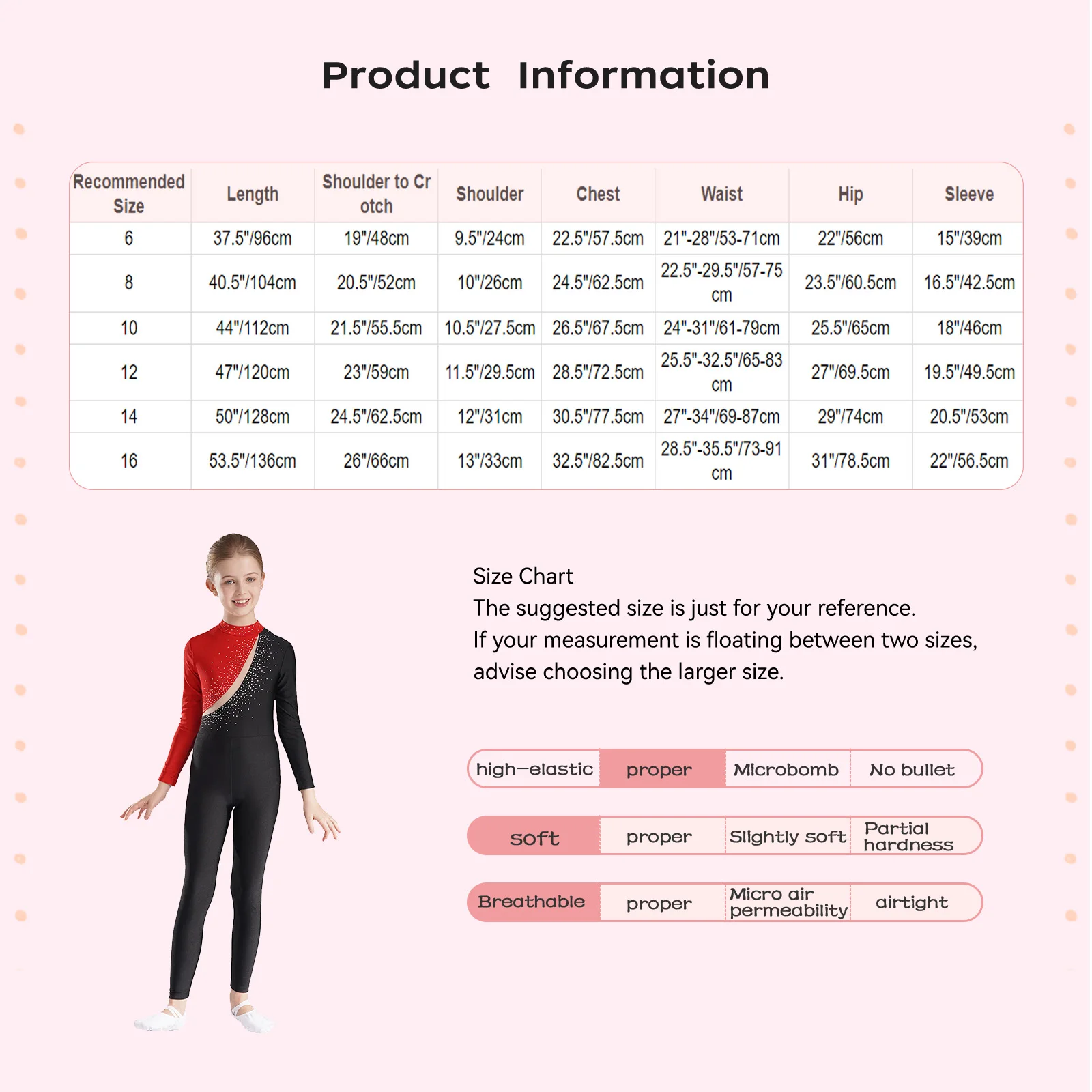 TiaoBug Toddles Kids Girls Gymnastics Leotard Jumpsuit 6 to 16 Years Color Block Long Sleeve Figure Skating Competition Bodysuit