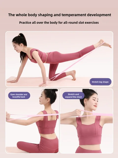 1-3pcs Fitness Stretching Belt With 8 Shaped Puller Arm Back Training Elastic Rope Yoga Auxiliary Exercise Equipment Home Female 3