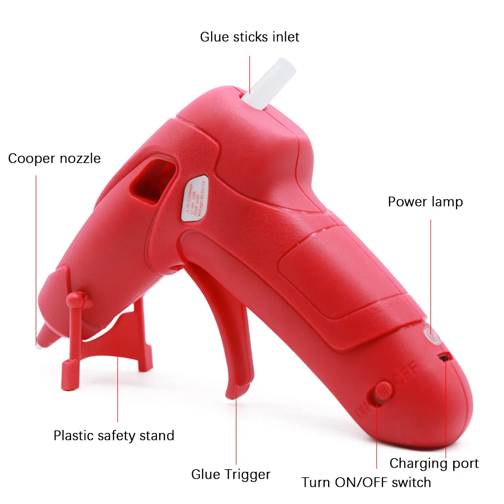 Hot Melt Glue Gun SCIMAKER 3.7V Cordless 20pcs 7x100mm Glue Sticks USB Rechargeable Wireless Gun Repair Tool Home DIY Gift