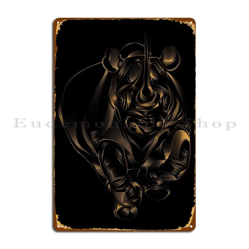 African Rhino Gold Animals Metal Sign Poster Wall Murale Pub Party Printing Club Tin Sign Poster