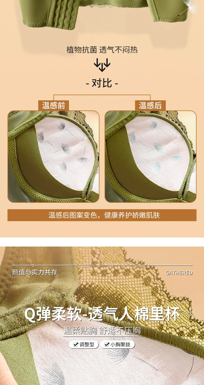Small Chest Underwear Women Gathered Anti-Sagging Bra Soft Comfortable Wipe Chest No Underwire Breathable Bra Lace Bra