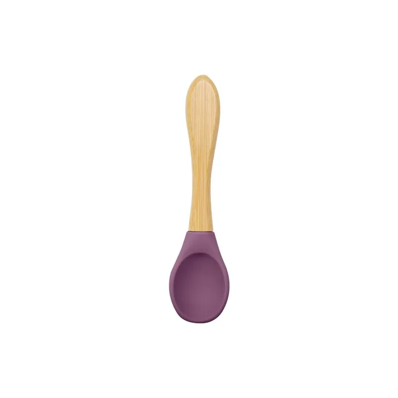 Organic Soft-Tip Silicone Baby Feeding Spoon with Wooden Handle - BPA Free, Ideal