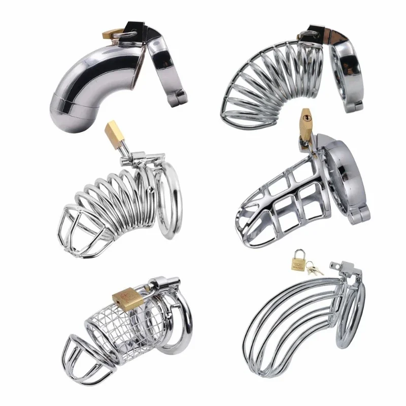 Male Chastity Cage Binding Tool Cock Cage Sex Toys for Men Penis Ring Lock Metal Wearable Device for Outdoor