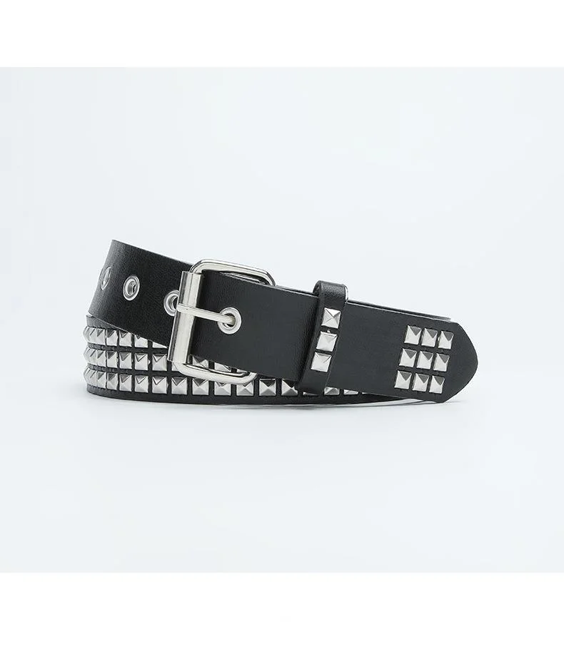 Women's Belt Square Bead Rivet Punk Style Decorative Eye Belt_voghion.com