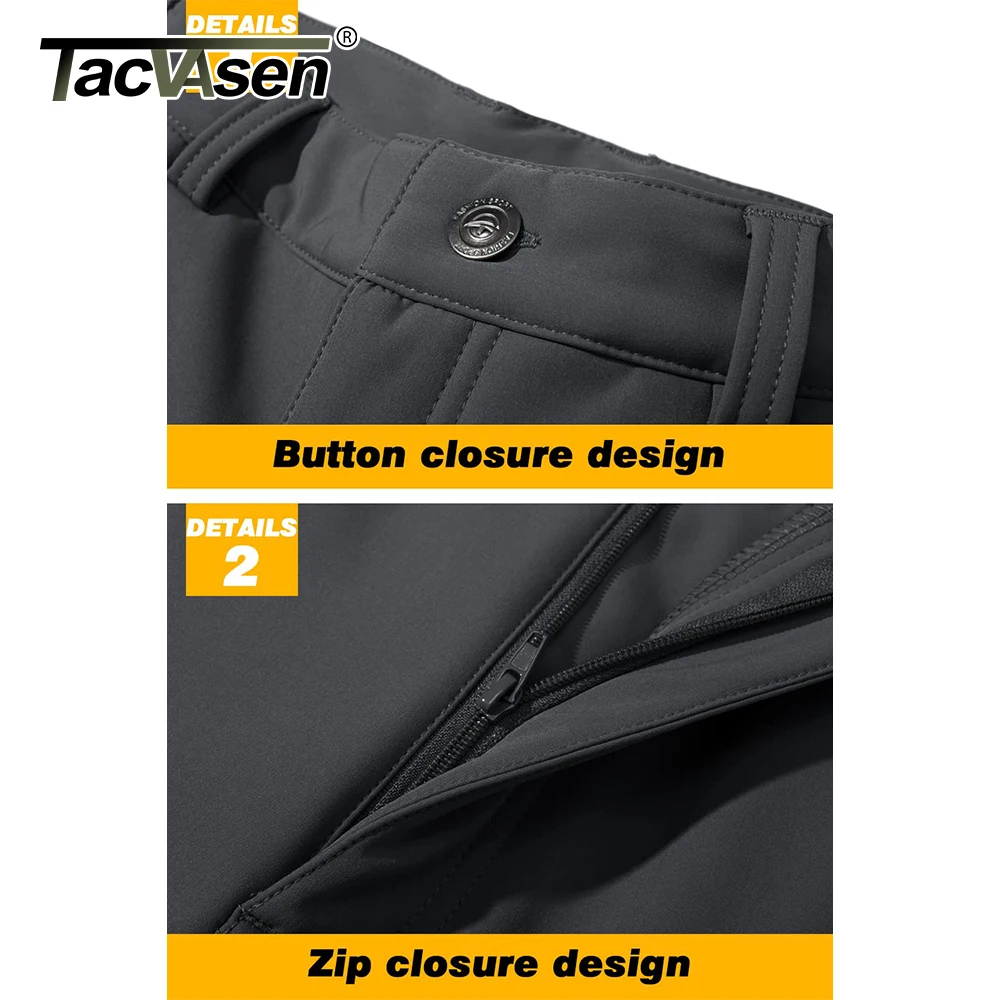 TACVASEN Men's Fleece Lined Thermal Straight Pants Warm Windproof Soft-shell Waterproof Working Outdoors Winter Casual Pants 5