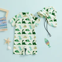 ma&baby 0-3Y Infant Toddler Kid Baby Boy Swimsuit Dinosaur Shell Print Zipper Swimwear + Hat Summer Beachwear Bathing Suit 4