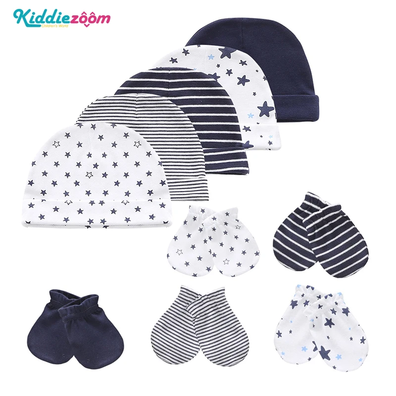 0-6M 10Pcs Newborn Cap+Gloves Set 1