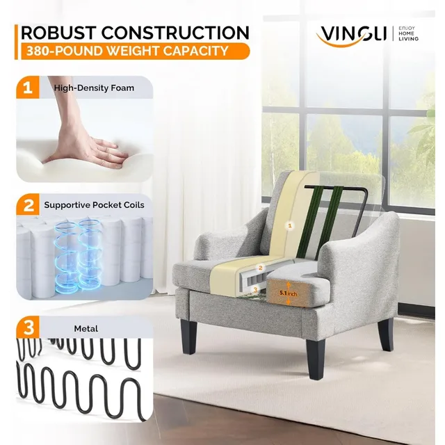 Linen Fabric Accent Chair Set 4