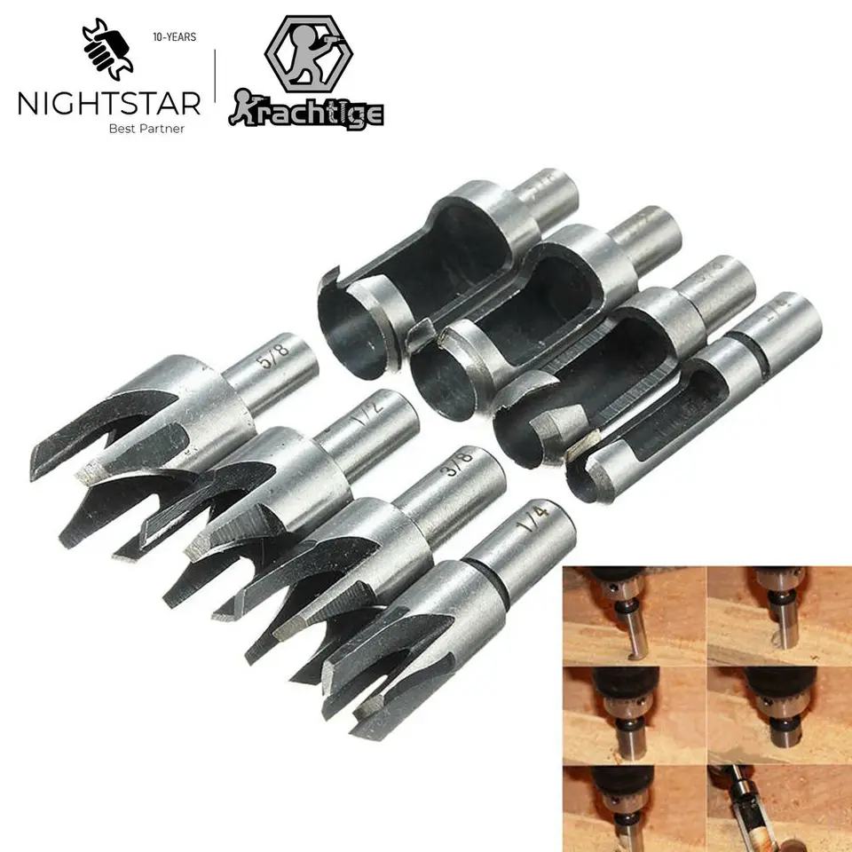 8-Piece Wood Plug Cutter Set - 9.5mm Shank Dowel Maker For Flawless Woodworking & Furniture Repair