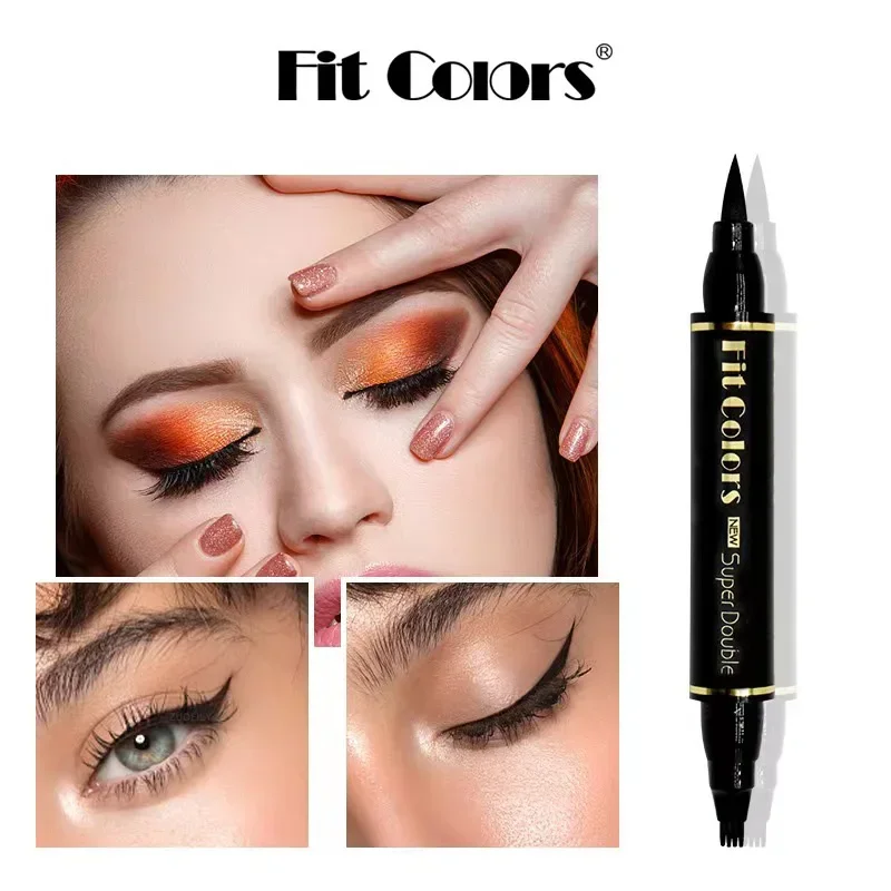 2 In 1 Eye Liner Brow Pencil Waterproof Lasting No-smudge Four Points Eyebrow Tattoo Pen Gray Brown Liquid Liner Makeup Cosmetic 3