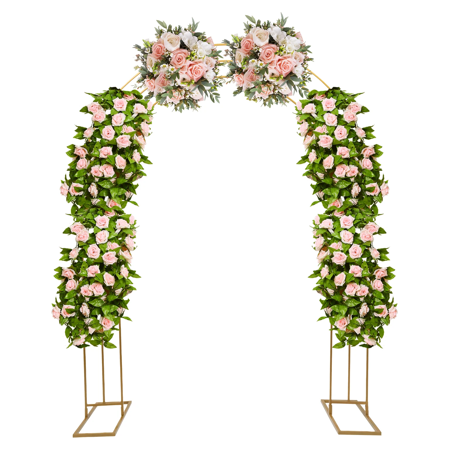 Romantic Wedding Garden Arch Balloon Archway Decoration Stand Climbing Flower Plant Arch-shaped Rack White/Gold 3 Layers