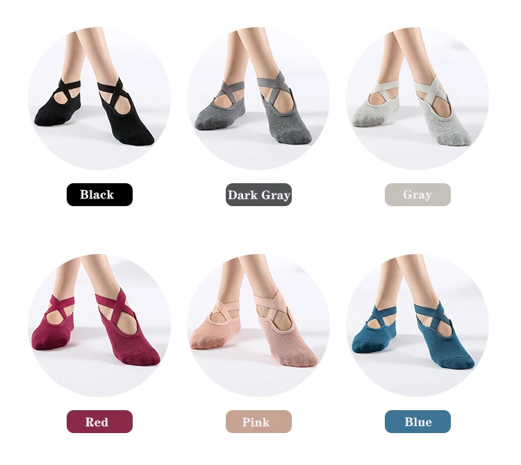 Hochwertige Rutschfeste Pilates-Socken für Frauen, Atmungsaktive Bandage-Yoga-Socken, Baumwoll-Fitness-Tanz-Barre-Ballett-Sport-Kurzsocken – Detail 9