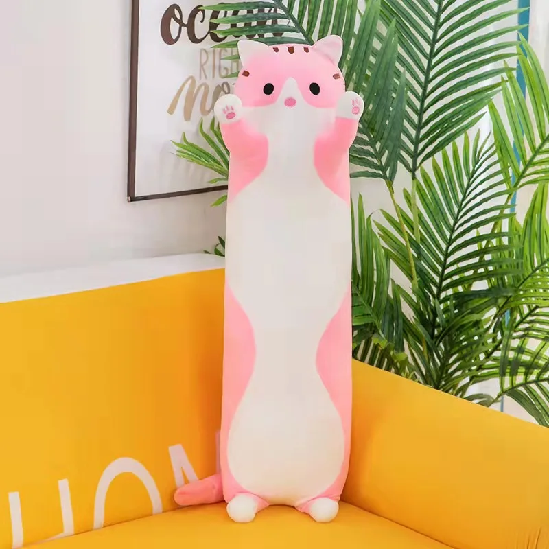 50cm Cute Soft Long Cat Pillow Plush Toys Stuffed Pause Office Nap Pillow Bed Sleep Pillow Home Decor Gift Doll for Kids Girl