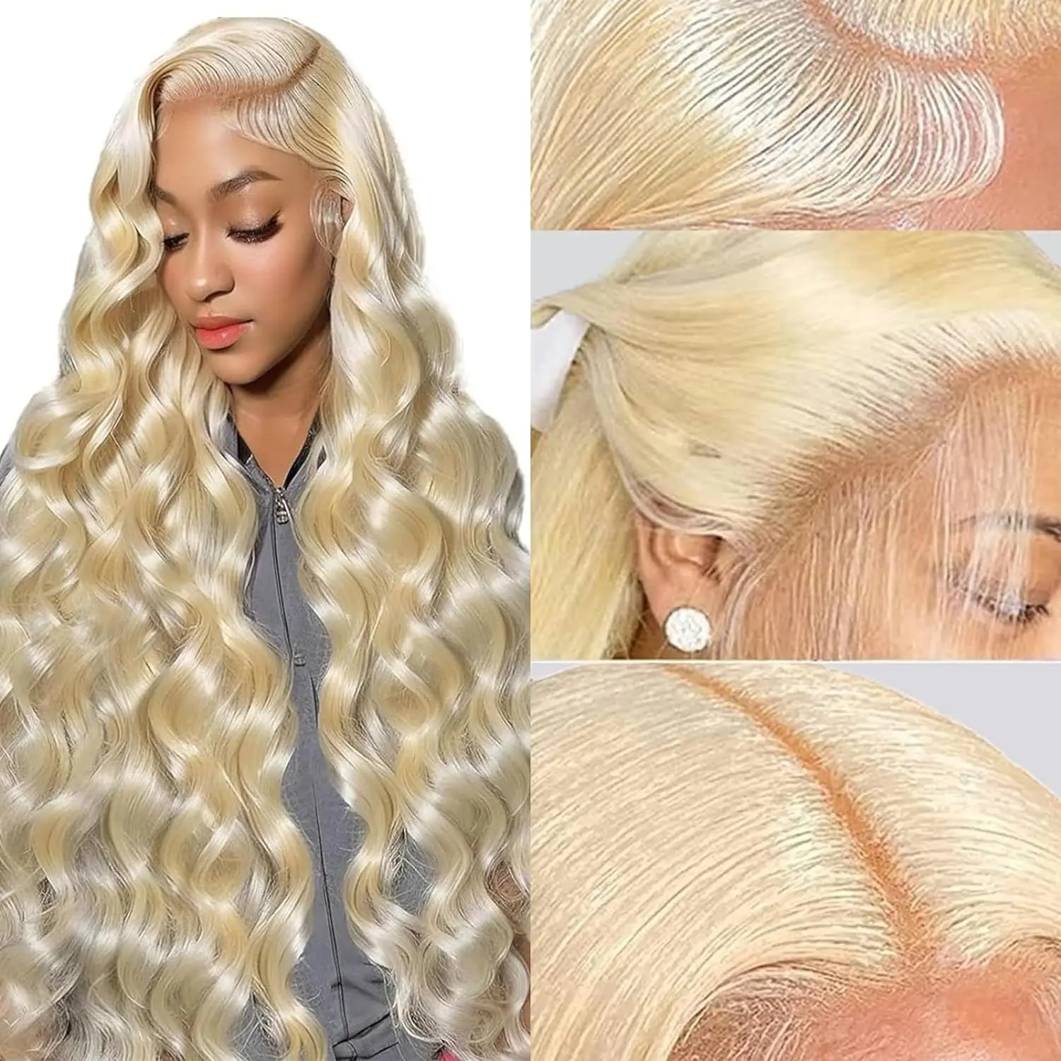 

613 Lace Front Wig Human Hair 13x4 Blonde HD Lace Frontal Wigs Body Wave 36Inch 12A 180% Density Blonde Lace Front Wigs