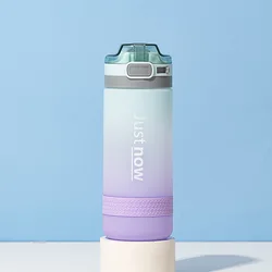 Chic 600ml Portable Shaker Water Bottle for Girls - Cute Outdoor Sports Design (Purple)
