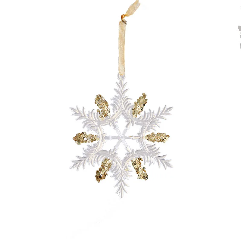 Transparent Acrylic Snowflake Deer Sequins Christmas Tree Pendant Xmas Hanging Ornaments Home Decor Children DIY New Year Gifts