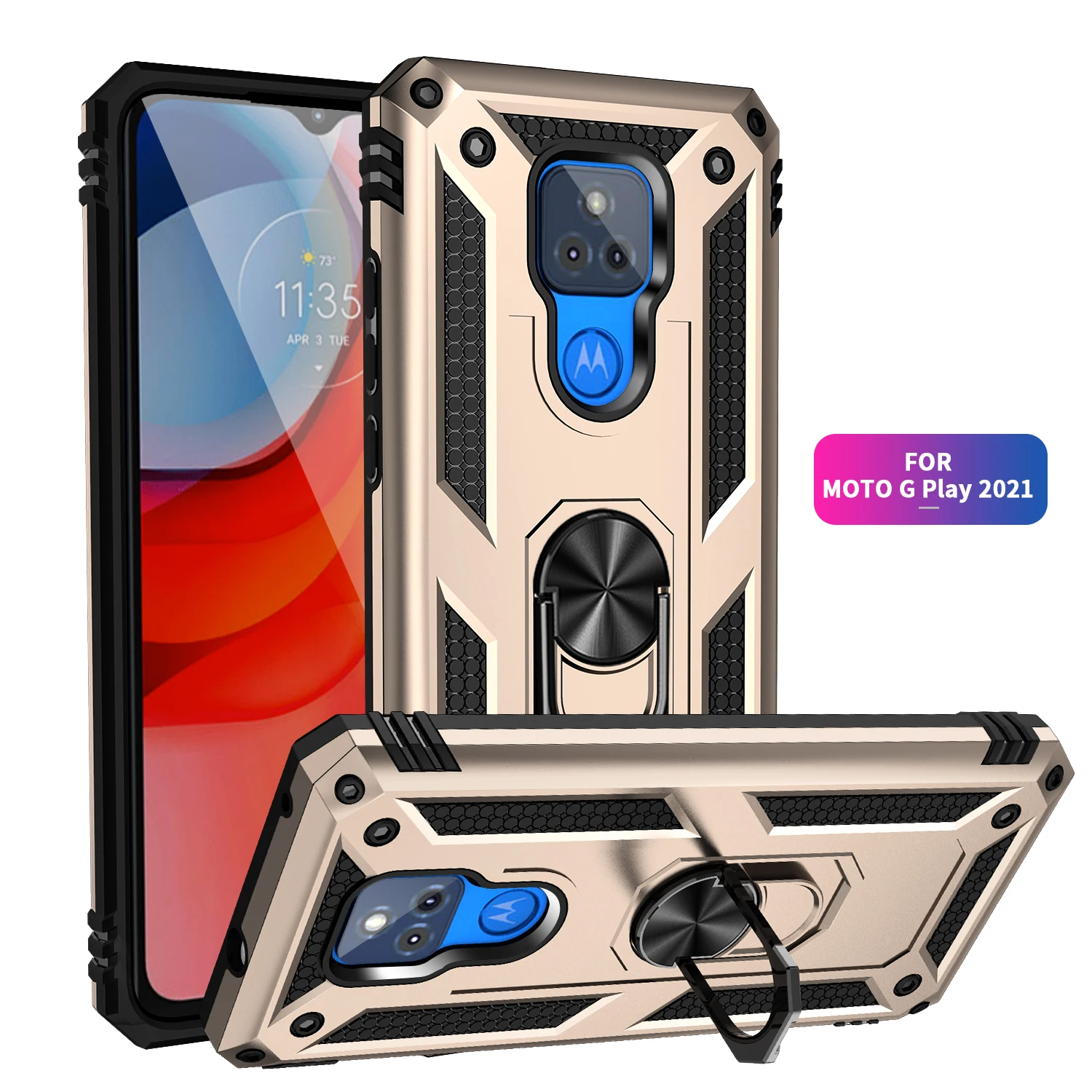 Moto G Play 케이스 용 전화 Moto G Play 2021 케이스 충격 방지 갑옷 견고한 군용 보호용 자동차 홀더 마그네틱 커버