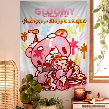 Grande tapisserie murale imprimée ours g-gloomy de dessin animé, décoration murale de bouddha indien, couverture de décoration bohème Hippie de sorcellerie 1