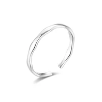 925 Sterling Silver Ocean Waves Irregular Uneven Faceted Adjust Open Adjustable Stackable Finger Rings For Girl Toe Teens Gift 1