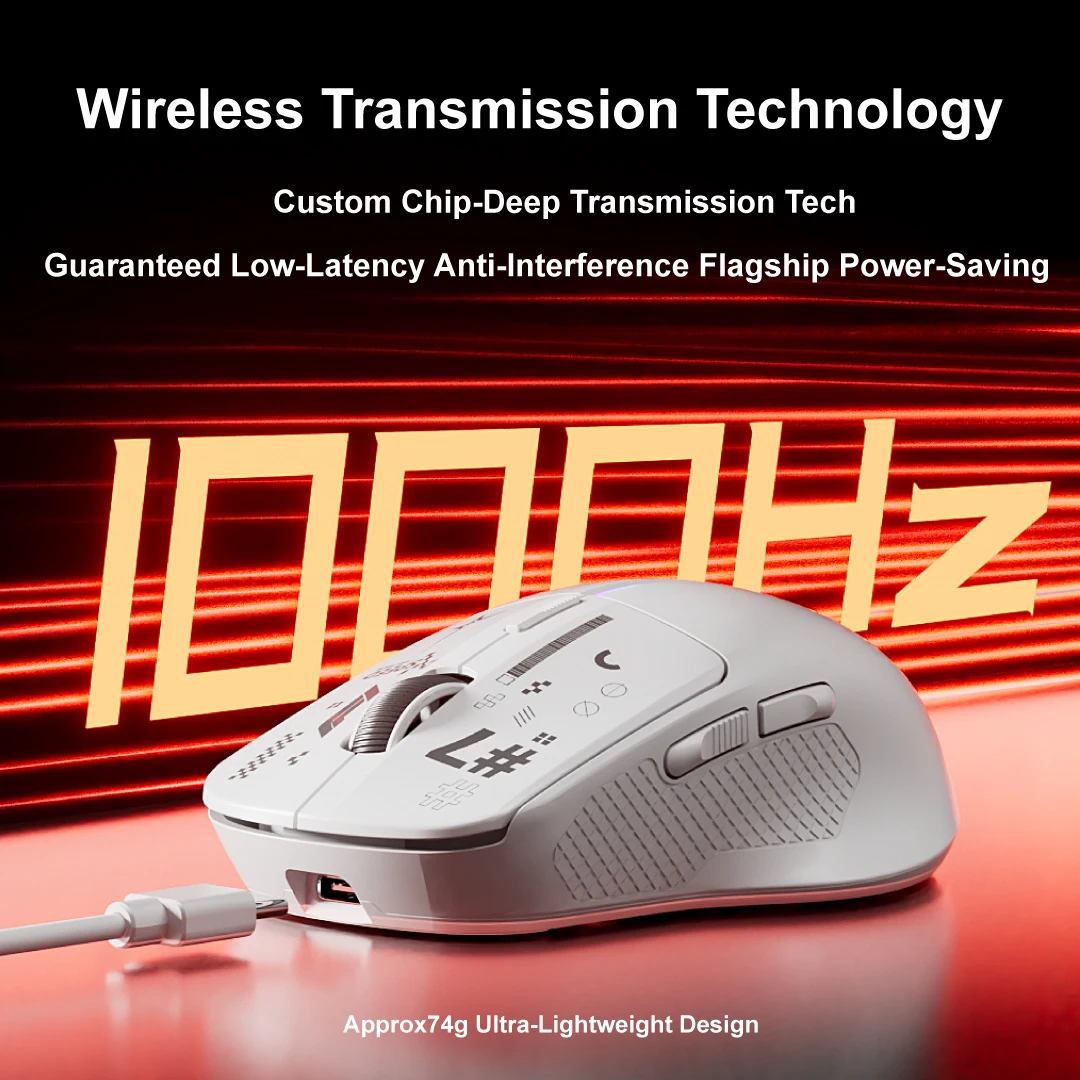 JITE 3가지 모드 무선 게이밍 마우스 경량 트라이 모드 블루투스 2.4GHz USB, PC/노트북용 블루투스 2.4G 유선