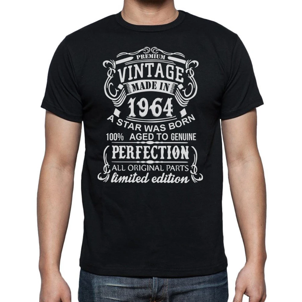 

Made Vintage In 1964 T-Shirts Men Fashion T Shirts Short Sleeve 58 Years Old 58th Birthday Gift Tshirt Cotton Tees Streetwear