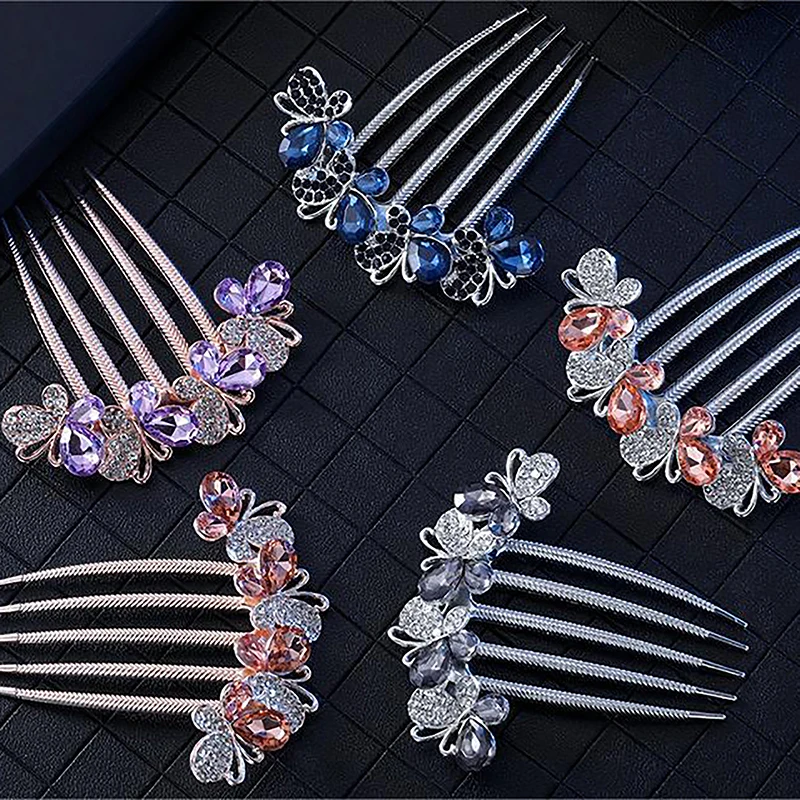 Vintage Kristall Blume Haar Clips Koreanischen Stil Mode Perle Strass Haar Kämme Glänzende Haarnadeln Für Frauen Haar Zubehör – Detail 7