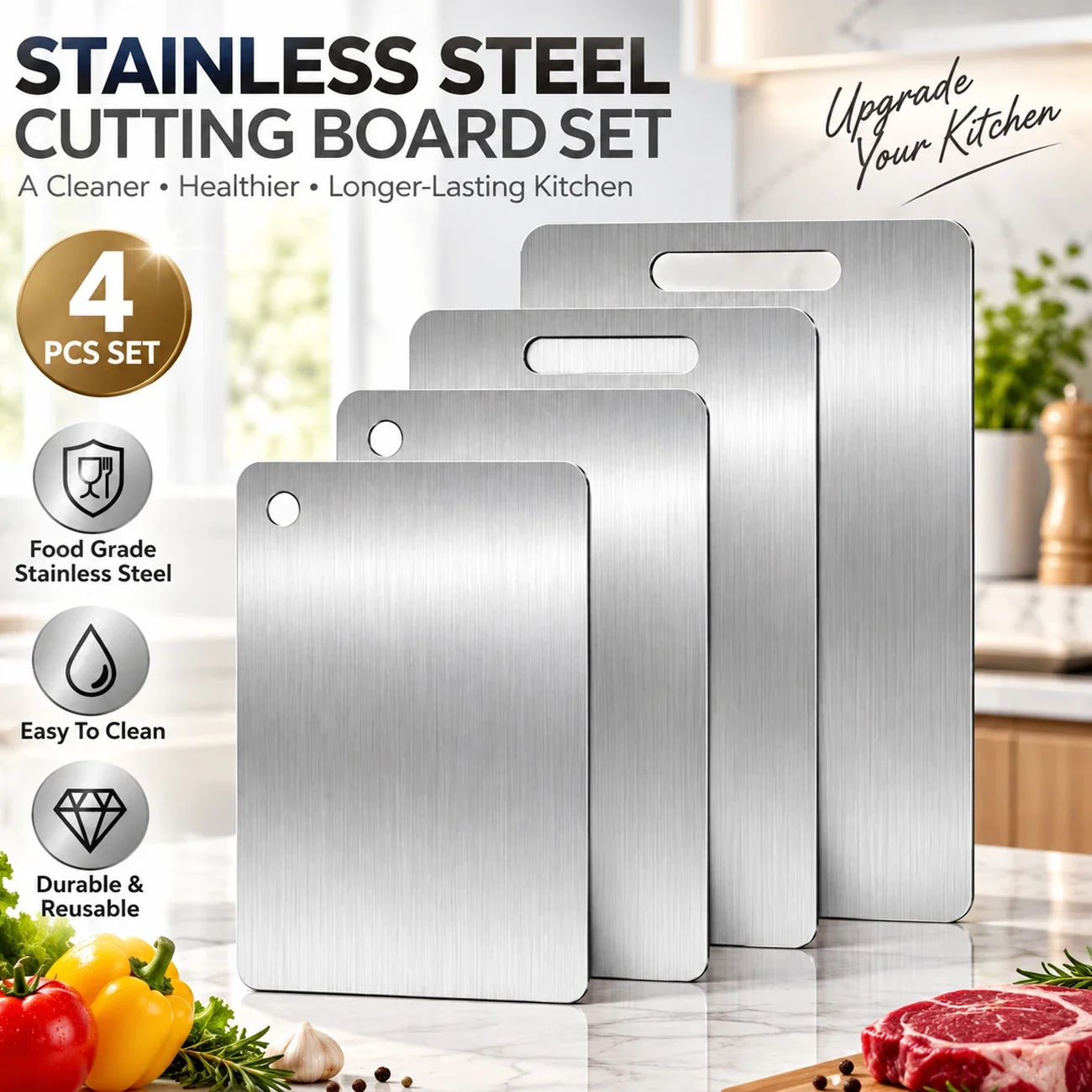 304 Stainless Steel Kitchen Cutting Boards Double Sided
